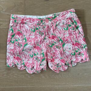 Lilly Pulitzer Buttercup Shorts Pink Flamingo Colony Small Scallop sz 000